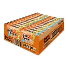 Nissin Top Ramen Chicken Flavor Noodle Soup 3 oz 24 Pack Instant Lunch Bulk.