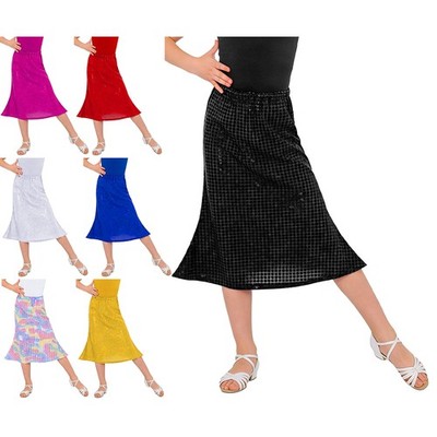 Kids Girls Skirts Costume Flared Skirt Show Skorts Shiny Elastic Performance