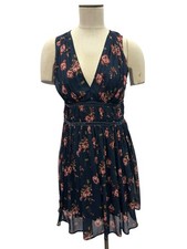 Abercrombie & Fitch Dress Women Large Blue Floral Sheer Coastal Beach Flirty