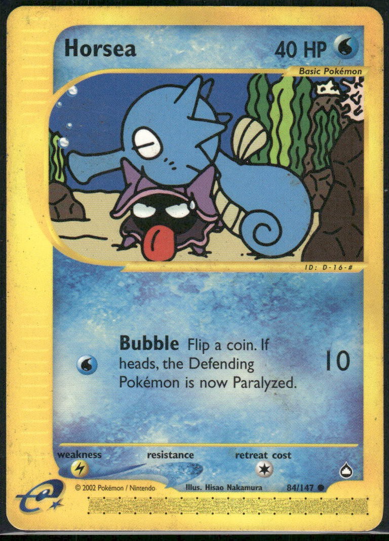 Horsea 84/147 Common Aquapolis Pokemon Moderately Played