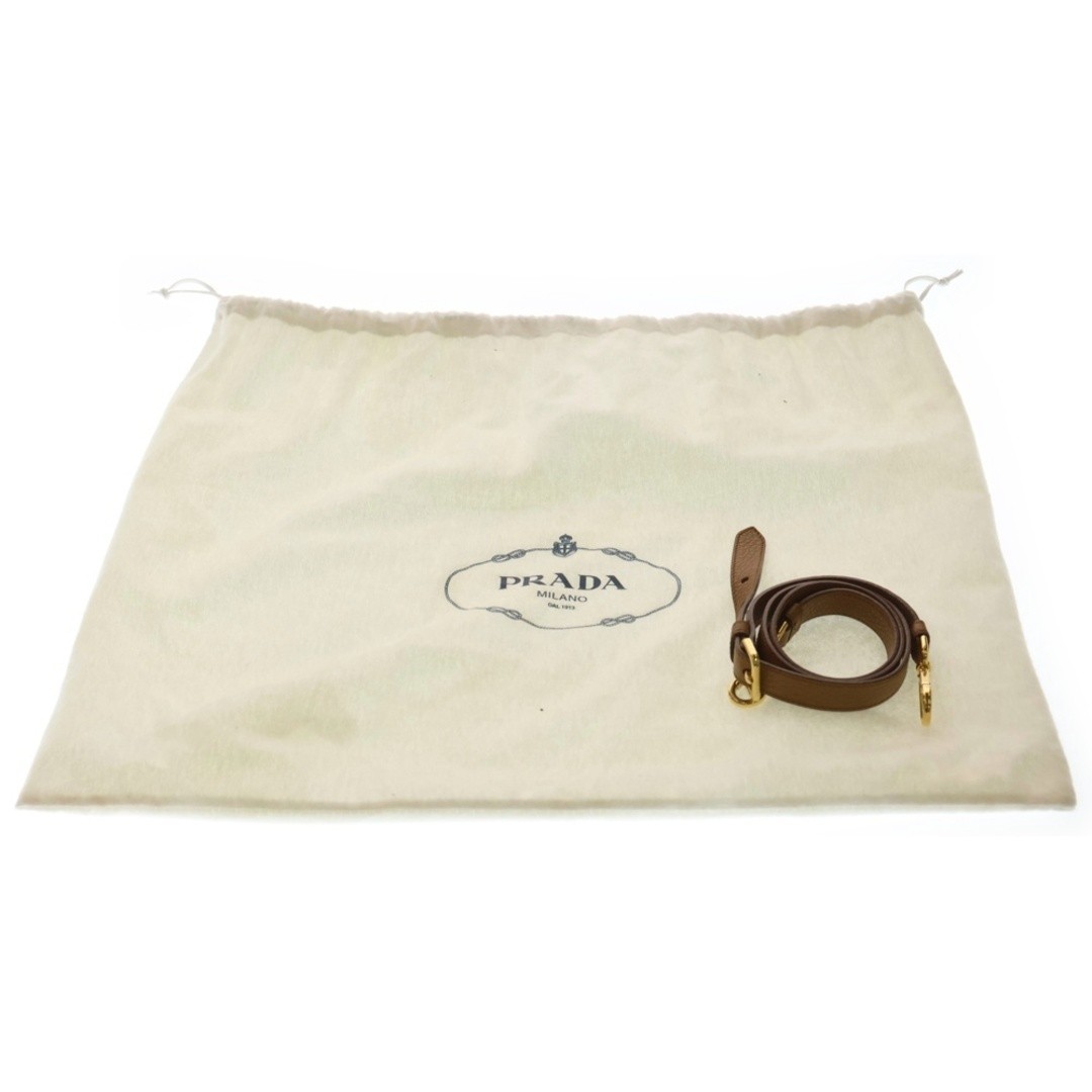 PRADA 2 way Tote Bag Handbag Shoulder Camel Brown Leather BN2419 Gold Used 093ee thumbnail 6