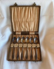 Antichi cucchiaini da tè o caffè in argento EPNS - set di 6 con custodia - vintage