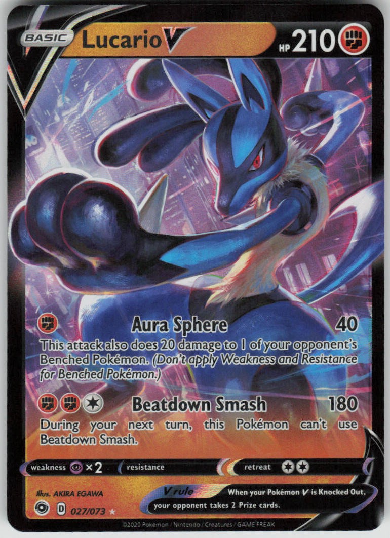 Pokemon Lucario V Ultra Rare Champion's Path 27/73 NM