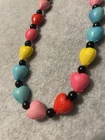 Vintage 1980s Kids Girls Heart Necklace Beads Plastic Retro Jewelry 80s Costume
