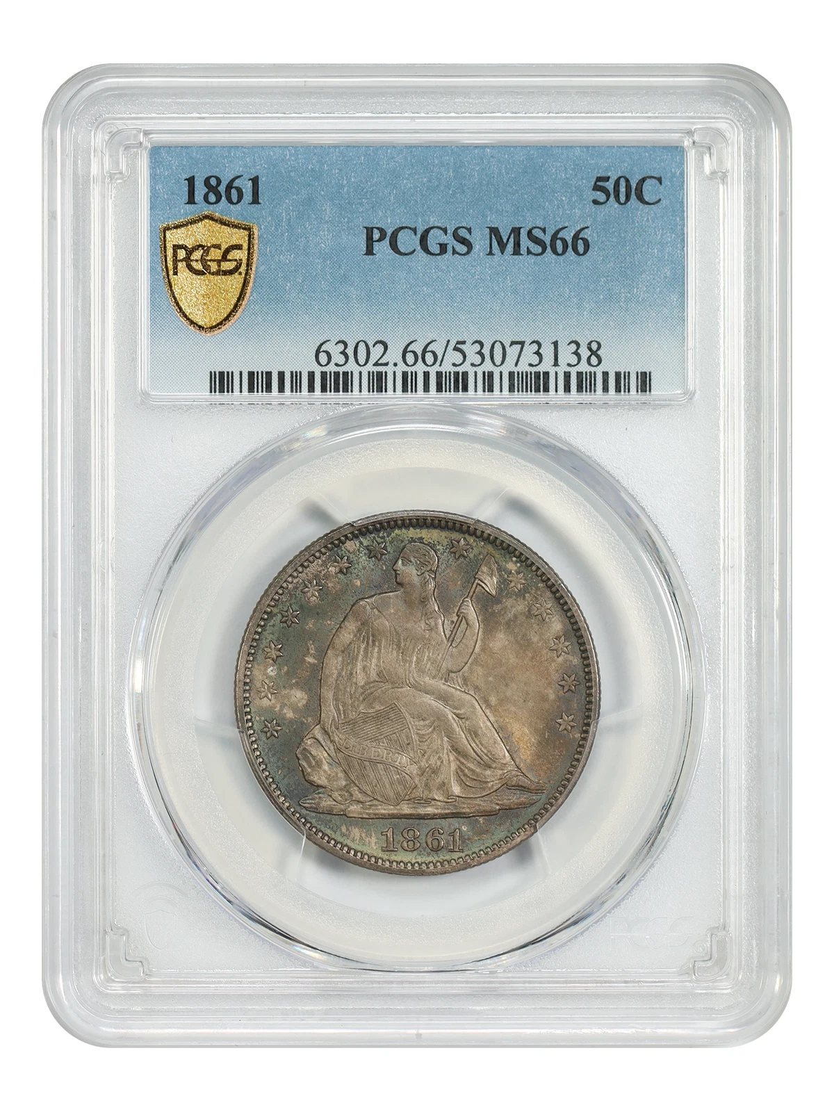 1861 50C PCGS MS66 - Liberty Seated Half Dollar - Civil War Era Half Dollar