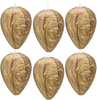 6 Pack Effective Waterproof Wasp Nest Outdoor, Hanging Fake Hornets Nest,Backyar
