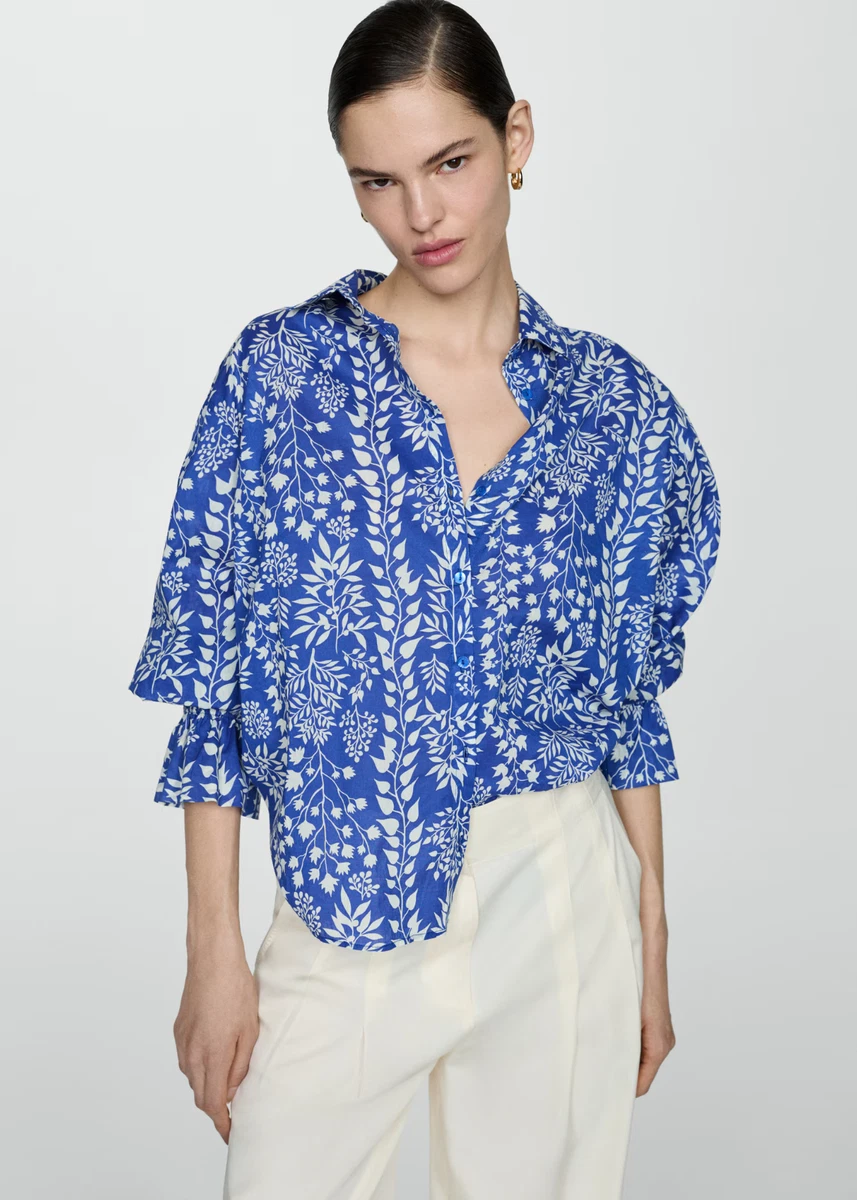 Mango square neck top in blue floral - part of a set
