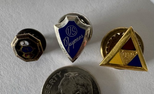 Lot of three (3) Vintage Old Screw-Back Hat Lapel Pins