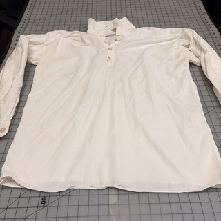 Repro 19th Century Men's classic White Cotton Shirt with Shell Buttons SZ L