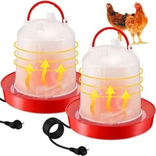 Heated Chicken Waterer Poultry Drinking Water Handle Heating Drinker 1.6-Gallon