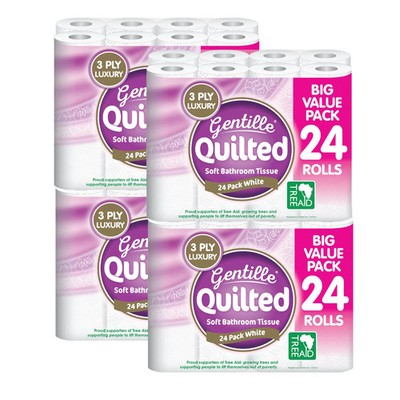 96x Gentille gesteppte 3-lagige Toilettenpapierrollen weich stark Großpackung