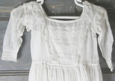 Antique Baby Christening Dress Gown with embroidery lace ribbon, MINT condition
