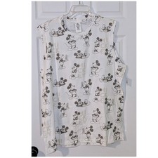 Disney Mickey Mouse Sleeveless Tank Top All Over Print XL White NWT