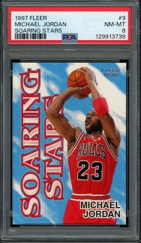 1997-98 Fleer Michael Jordan Soaring Stars Rare Insert #9 PSA 8