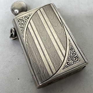 Vintage .800 Silver Pirona 410 Pocket Striker Lighter Attractive Engraving