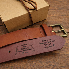 Personalised Leather Engraved Belt  Custom Message Belt – Funny or Romantic Gift