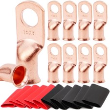 10pcs 1 AWG3/8 Battery Lugs,Copper Wire Lugs,UL Listed Heavy Duty Battery Cab...