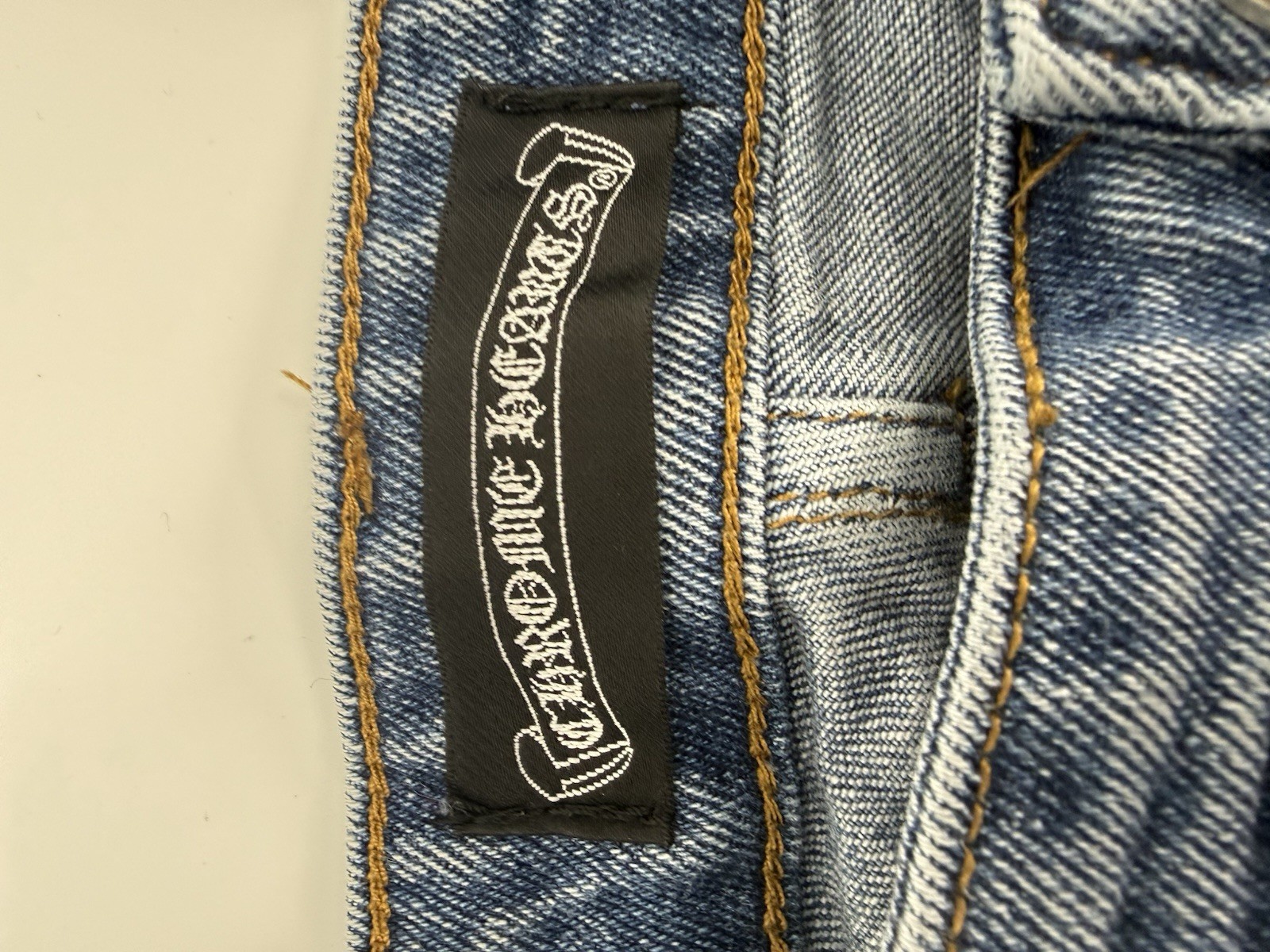 Chrome Hearts Inspired Cross Patch Blue Denim Jeans 36x30 thumbnail 18