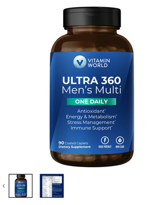 Vitamin World Ultra 360 Men's Multi One Daily Antioxidant, Energy & Metabolism S