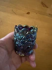 VINTAGE L E SMITH CARNIVAL GLASS DAISY & BUTTON TOOTHPICK HOLDER