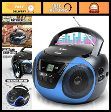 Portable CD Player Boombox with AM/FM Radio, Outdoor Stereo, Aux Input, Long Ant