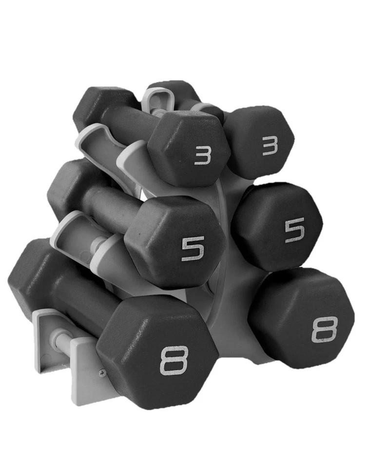 Juego de mancuernas de neopreno CAP Barbell 32 lb con estante, negro Foto 2 de 4