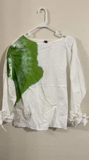 Shein Leaked Tie Die Blouse Women’s Large White Green Long Sleeve