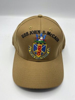 The Corps USS John S. McCain DDG 56 Logo Beige Baseball Cap Hat One Size