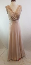 Debut Nude Lace Evening Maxi Dress UK 10 Sleeveless Formal Occasionwear