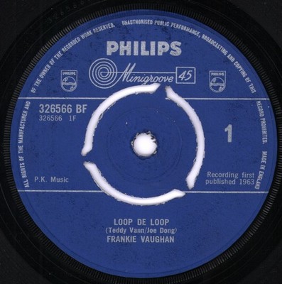 Frankie Vaughan Loop de Loop 7'' vinyl UK Philips 1963 three prong label design