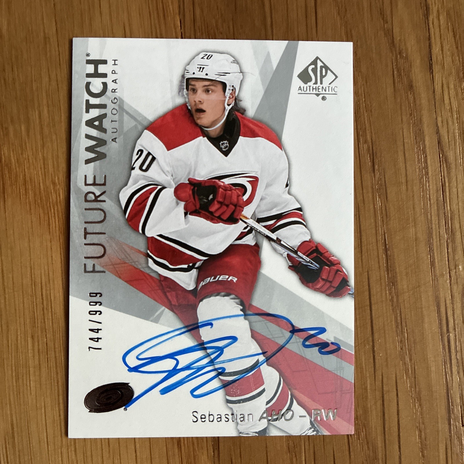 SEBASTIAN AHO 2016-17 SP AUTHENTIC #158 ROOKIE FUTURE WATCH AUTO RC # /999