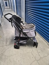 Pet Stroller Dog  Cat 4 Wheel Travel Folding Carrier - Black Grey