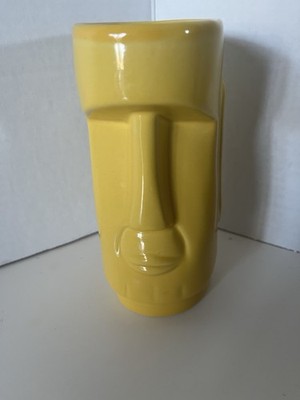 Vintage, Bright Yellow, 6  Hawaiian Tiki Ceramic Tumbler