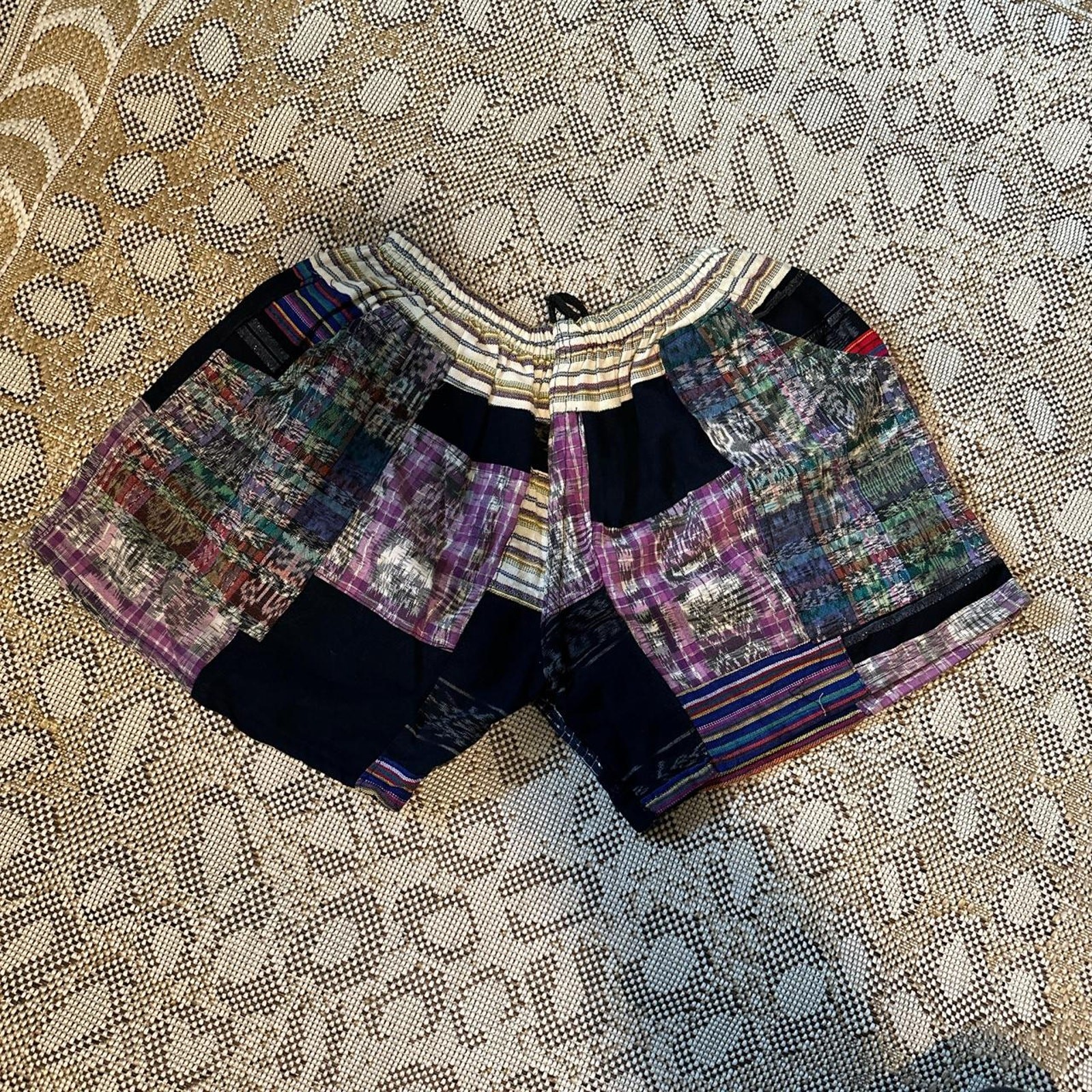 Unique patchwork drawstring shorts, handmade in B… - image 4