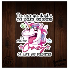 Crazy Unicorn - Vinyl Decal Sticker - Car Window Laptop - ebn11545