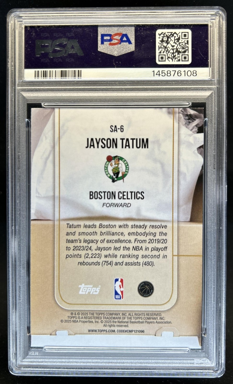 2025-26 Topps Jayson Tatum Sole Ambition #SA-6 Celtics PSA 9 view 2