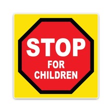 Stop For Children Octagon Sign - Ice Cream Truck Decal - Vinyl Sticker 18"x18"