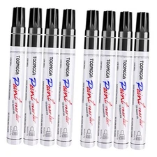 Paint Pens Permanent Paint Markers - 8 Pack Oil Based Marking Pens, Black