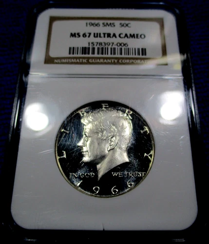 1966 KENNEDY HALF Ms67 ULTRA CAMEO NEAR TOP POP 94/21 MT EVEREST FROSTED SMS NGC