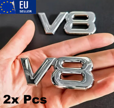 2x Chrome Silver Metal V8 Emblem Car Engine Logo V-8 Turbo Racing Badge Sticker