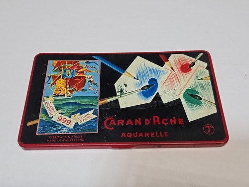 RARE Vtg 1950s Caran d'Ache "Sailboat" Prismalo Aquarelle 999  Water pencils