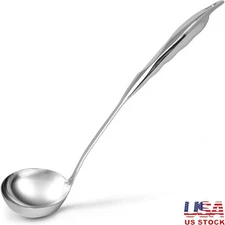Stainless Steel Soup Ladle Ergonomic Heavy Duty Kitchen Tool Dishwasher Safe New