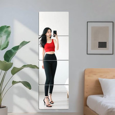 4 Pack Acrylic Mirrors for Wall,12 X 16 Inch Self Adhesive Frameless Small Mirro