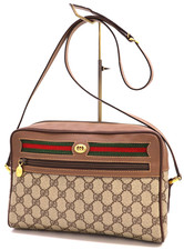 GUCCI VINTAGE Ophidia borsa a tracolla righe web marrone grande classica autentica