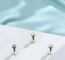 Set da 3 Piercing in Acciaio Chirurgico Asta con base piatta diametro mm. 1,2