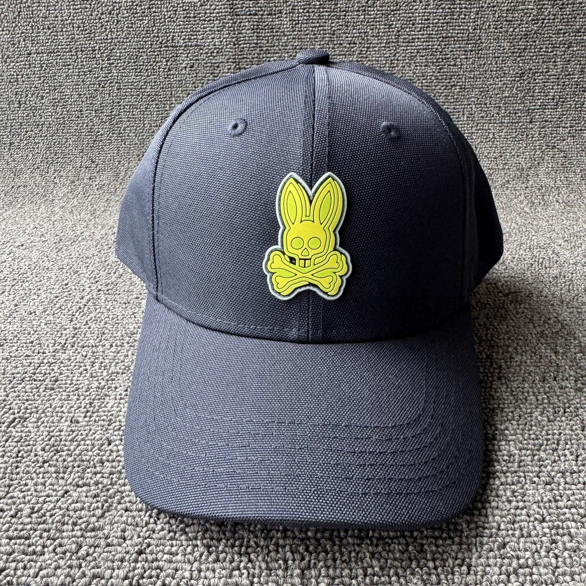 Psycho Bunny Navy Snapback Baseball Cap Neon Logo