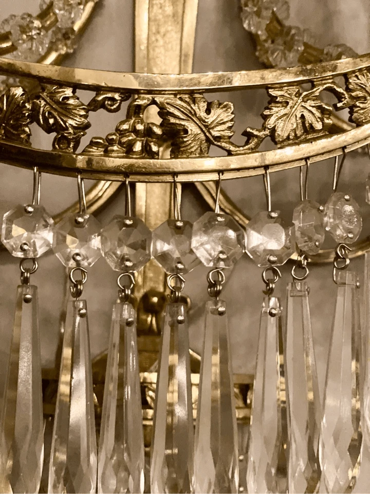 Старинный неоклассический шикарный Густавианский стиль четыре света серебро сетка и кристалл - Изображение 3 из 4