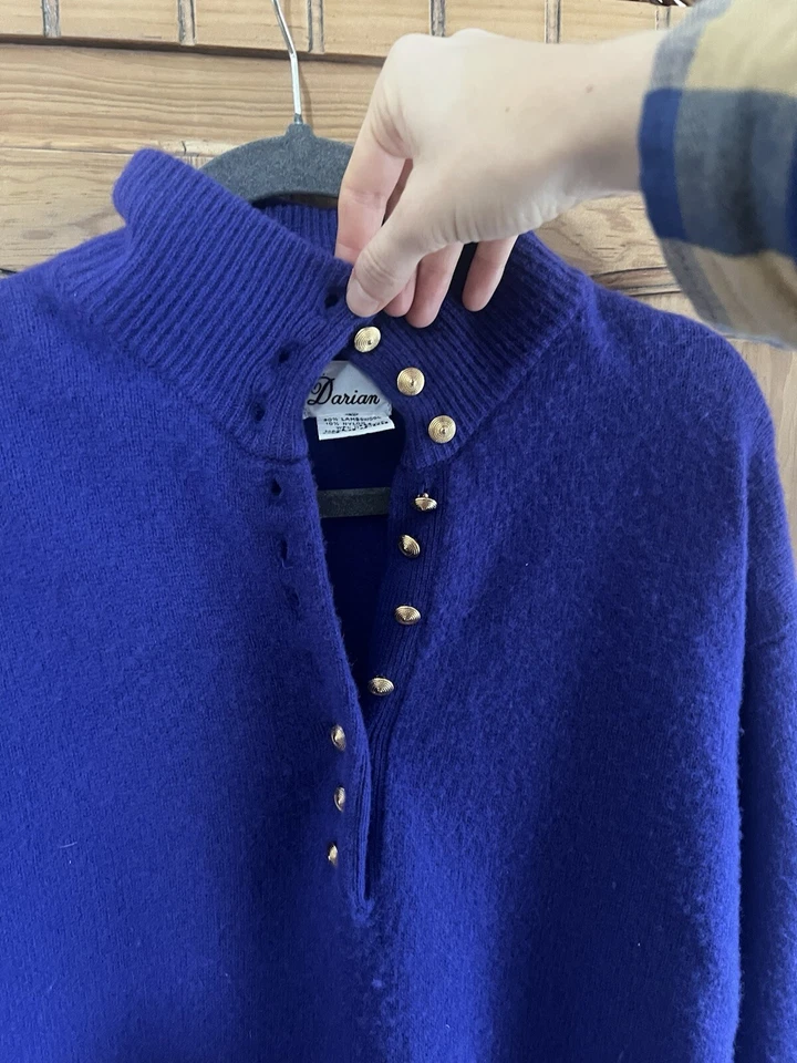 Vintage Darian Royal Purple Lambswool Sweater dress Size L - Image 4 of 4