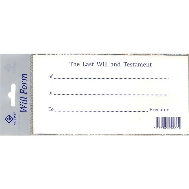 Last Will and Testament Form Printed Envelope Executor With Examples