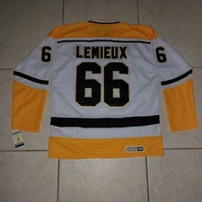 MARIO LEMIEUX PITTSBURGH PENGUINS CCM VINTAGE HOCKEY THROWBACK. SIZE LG/50. NWT.